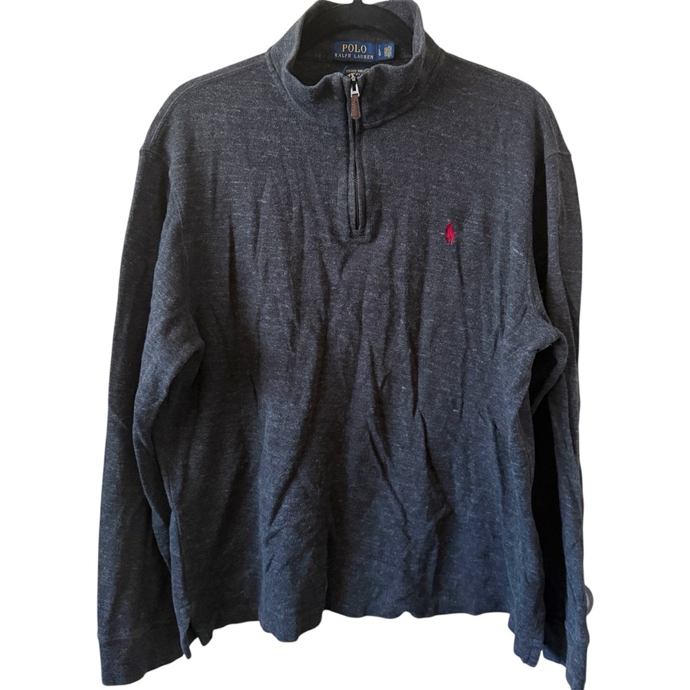 Ralph Lauren Charcoal Quarter-Zip Sweater Sz L